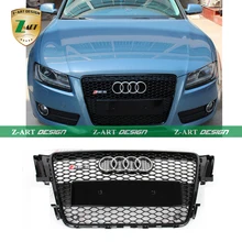 Z-ART ABS A5 RS5 Mesh Grille,Black Car Front Grill Grille Fit For Audi A5 2D 4D S5 RS5 8T Bumper 2009-2011 High quality