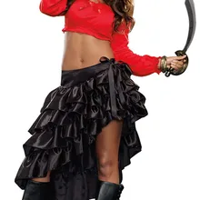 Хэллоуин сексуальное пиратское асимметричное платье мини атласная гофрированная Готическая Нижняя юбка