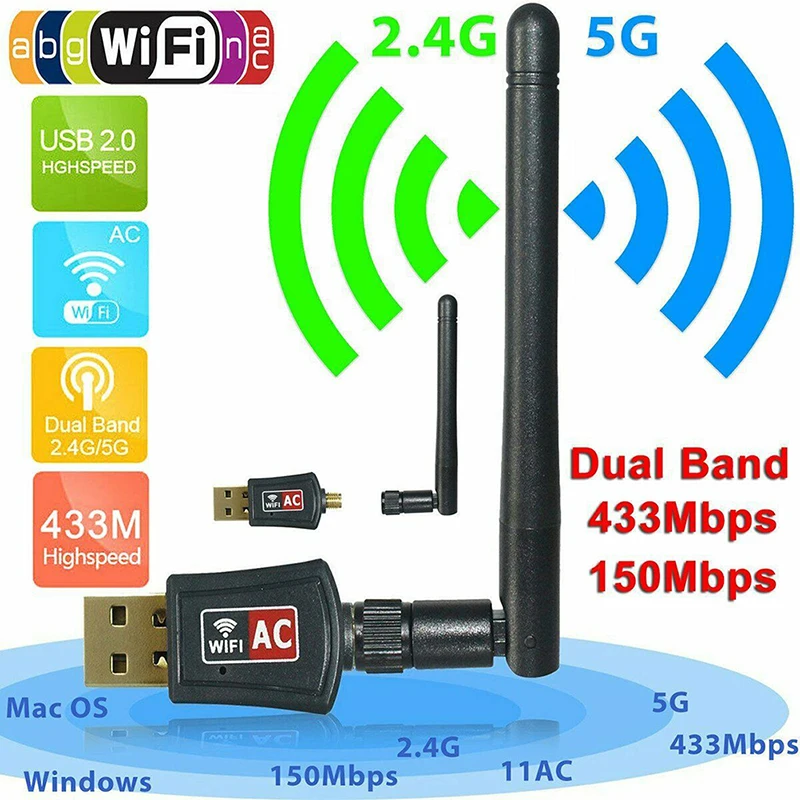 Мини USB Wifi адаптер 150 Мбит/с 2 дБ WiFi ключ MT7601 Wi-Fi приемник беспроводная сетевая