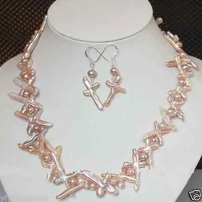 

Hot sale The Natural set cross of pink cross pearl necklace earring