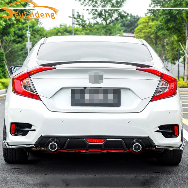 Для Honda Civic 2016 2018 двойной задний бампер защита для губ диффузор + глушитель