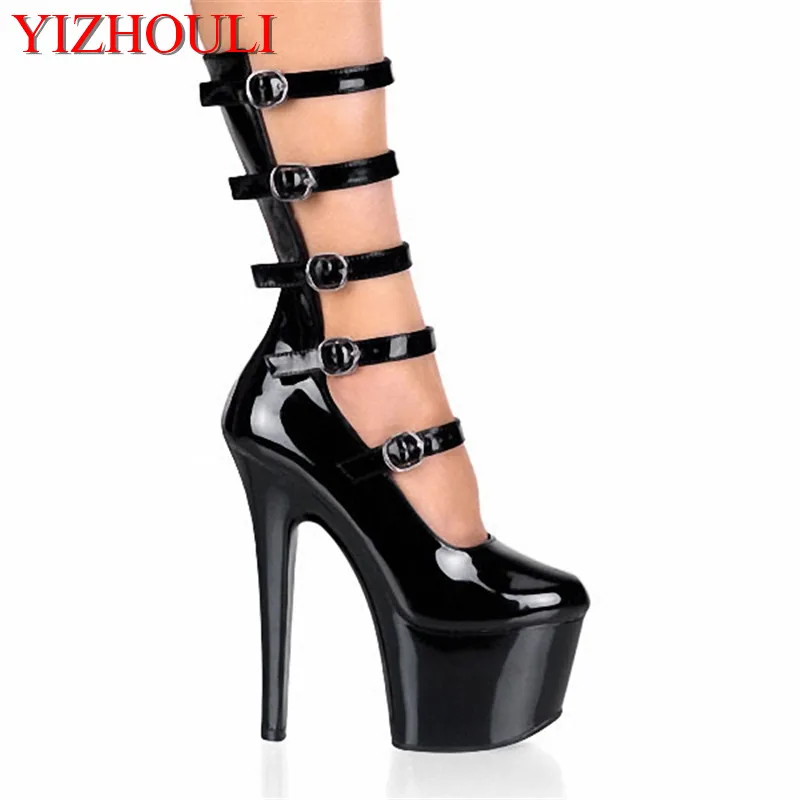 

15cm New arrived ladies thin high heel shoes ankle boots with fashion buckle-strap PU leather hollow out women boots/pumps shoes