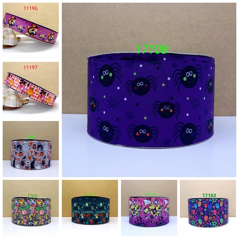 

Free shipping 2017 new arrival ribbons Hair Accessories halloween ribbon 10 yards printed grosgrain ribbons 17101