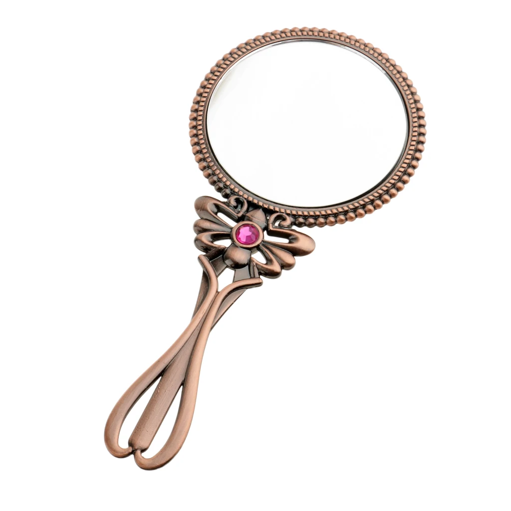 Vintage Handheld Cosmetic Ladies Mirror for Makeup Beauty Retro Magic Makeup Hand Mirror for Travel Makeup Tool
