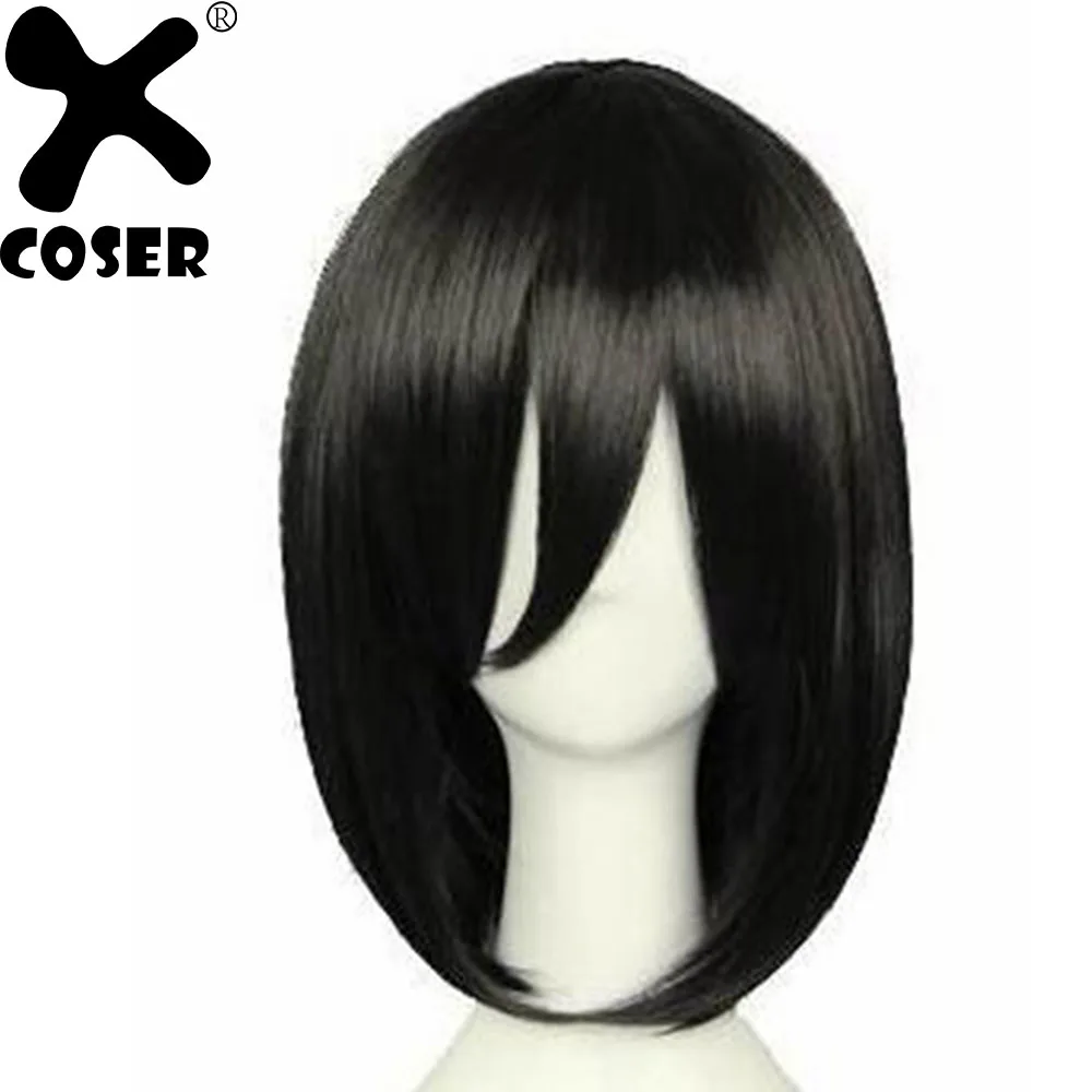 XCOSER Attack on Titan Mikasa Ackerman Косплей головные уборы женские черные прямые короткие