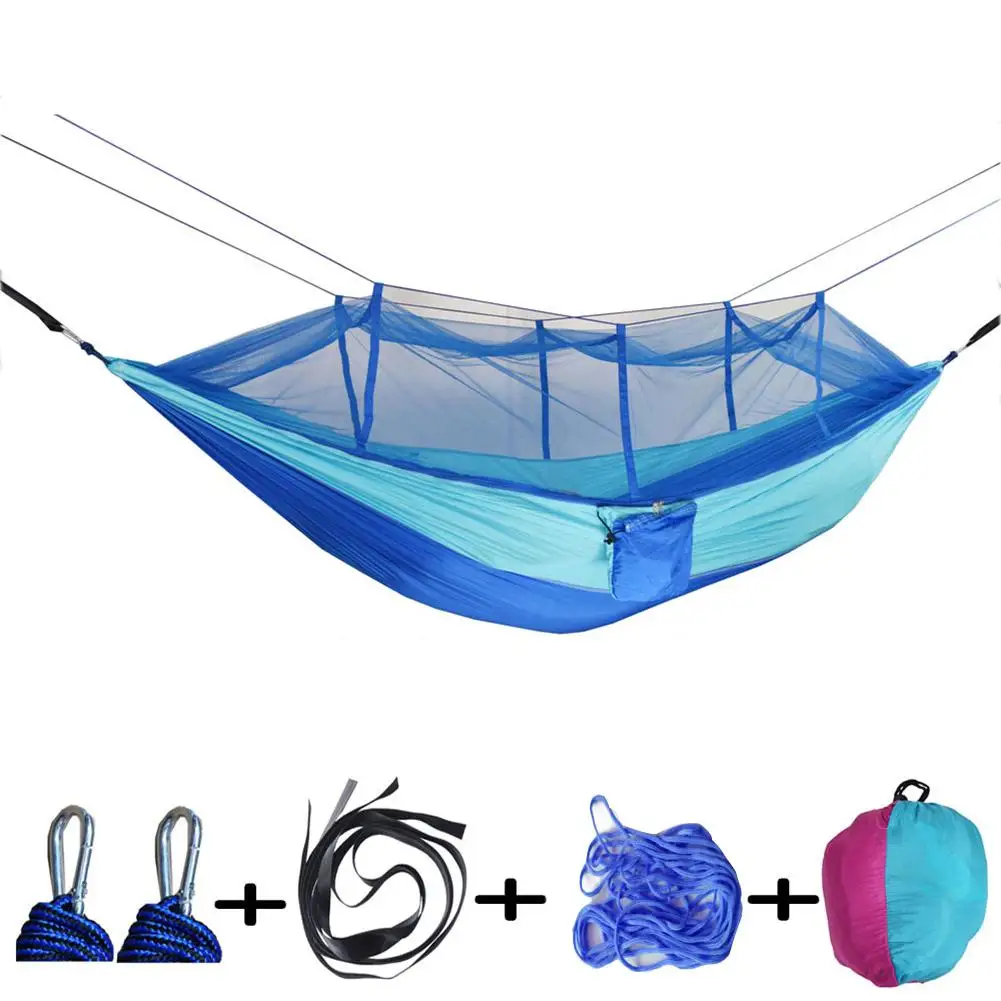 Наружный кемпинг Сверхлегкий портативный противомоскитная прочная москитная сетка парашют гамак палатка двойной человек Висячие качели