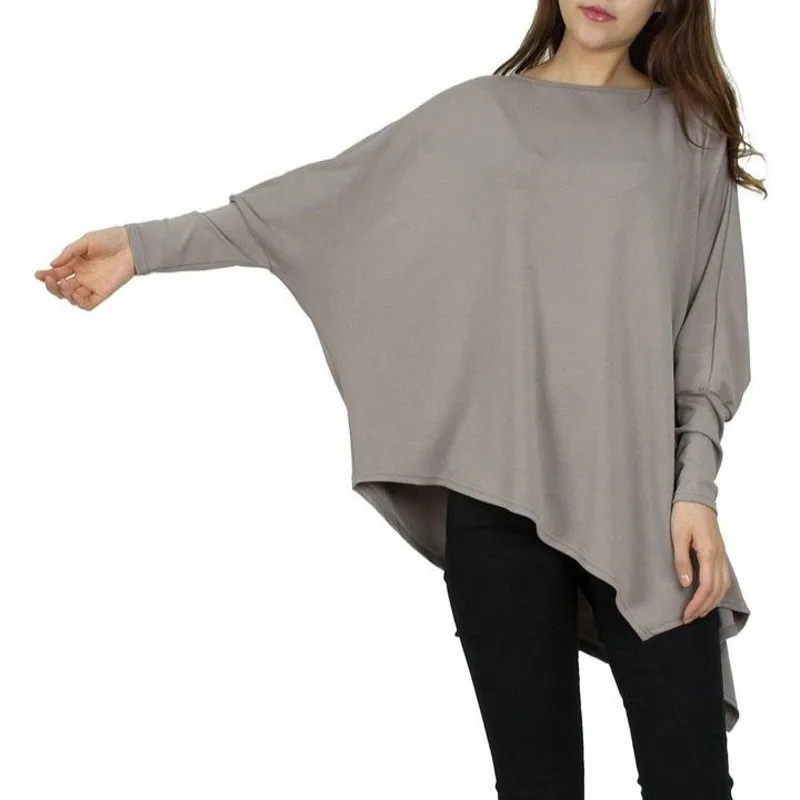 De gran tamaño irregulat largo camisas, blusas y blusas de las mujeres de manga murciélago suelto casual otoño tops de gran tamaño ropa de mujer de moda blusas De gran tamaño irregulat largo camisas, blusas y blusas de las mujeres de manga murciélago suelto casual otoño tops de gran tamaño ropa de mujer de moda blusas