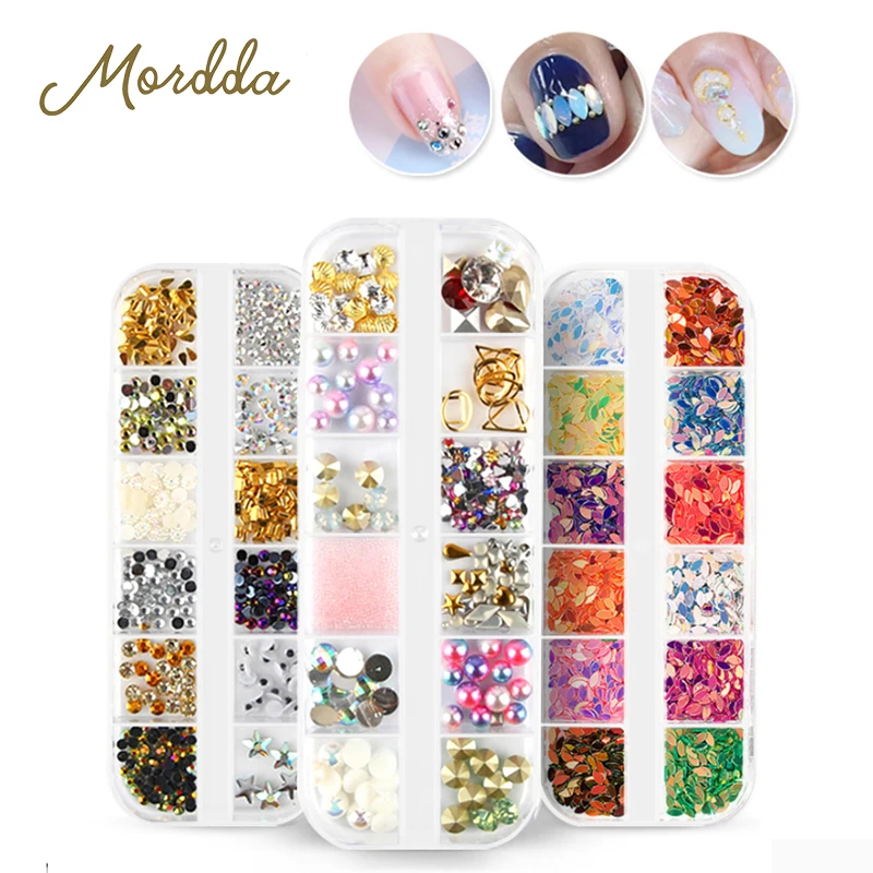 

MORDDA Nail Art Decorations Colorful Rhinestones 3D Crystal Nails Accessories DIY Decor Sticker Nail Art Alloy All For Manicure