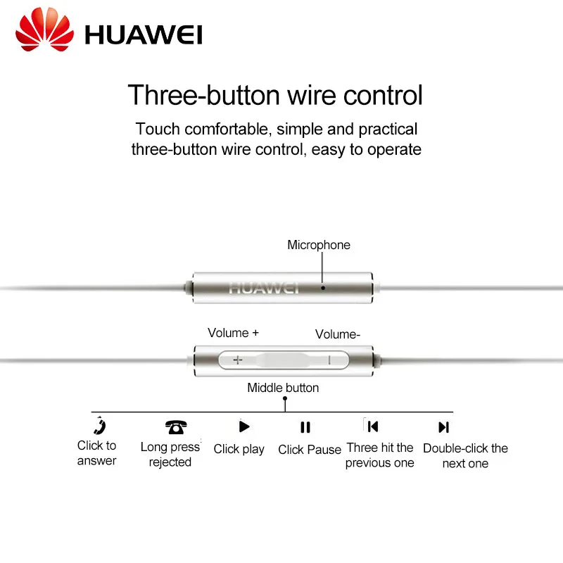 Металлические наушники Huawei Honor AM116 фирменная гарнитура с микрофоном регулировка