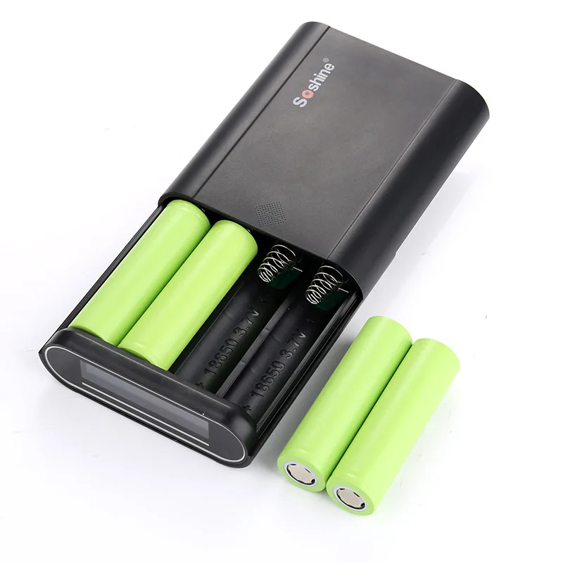 Soshine E3 power bank LCD display 4 Slot 18650 Battery Charger Mobile Power Box USB Cable+ICR18650-26F 2600 mAH batteries