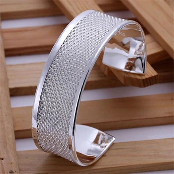 

KN-B048 Wholesale Silver Color Bangle Factory Price 925 Free Shipping New Arrival Fashion Jewelry Finished Weaved Bangle