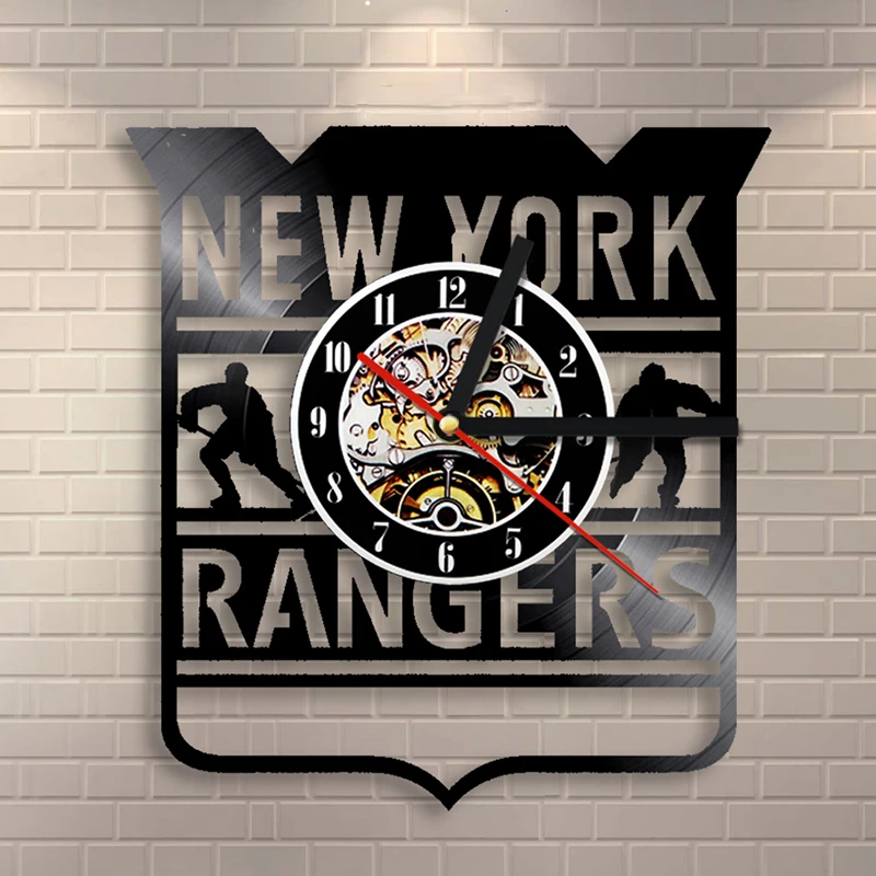 Часы New York Rangers NHL с логотипом команды Виниловая пластинка современный дизайн антикварные подвесные часы для CD креативные часы ручной работы для домашнего декора светодиодный часы