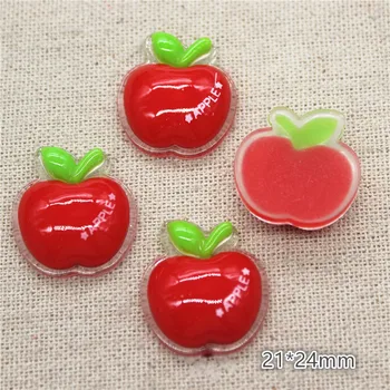 

10pcs Kawaii Fruit Red Apple Miniature Food Art Supply Resin Flatback Cabochon DIY Decorative Craft Scrapbooking,21*24mm