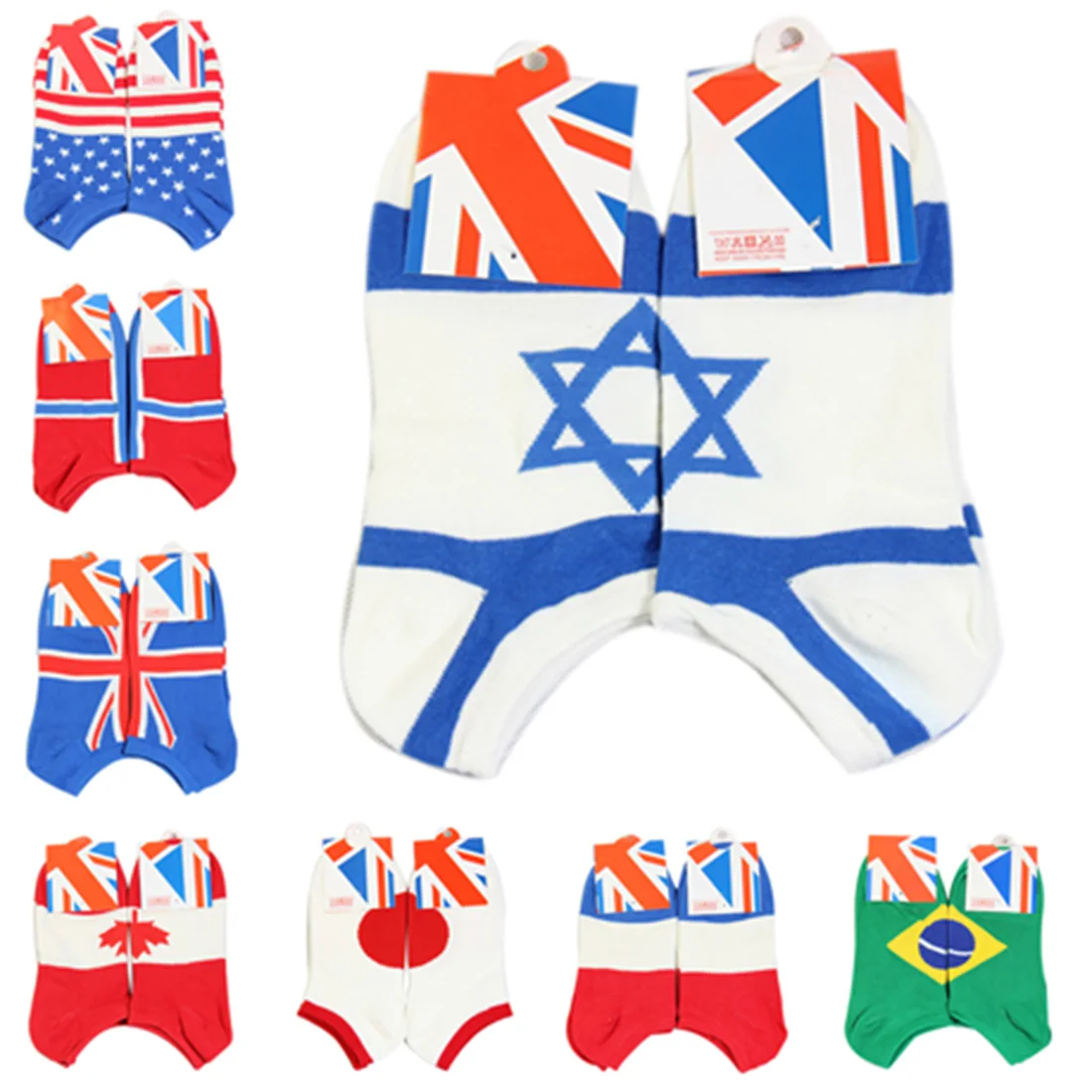 

High Quality Soccer Man Socks USA UK Israel Brazil Norway Japan Canada Flag Socks Cotton Meias Men's Socks Spring Calcetines