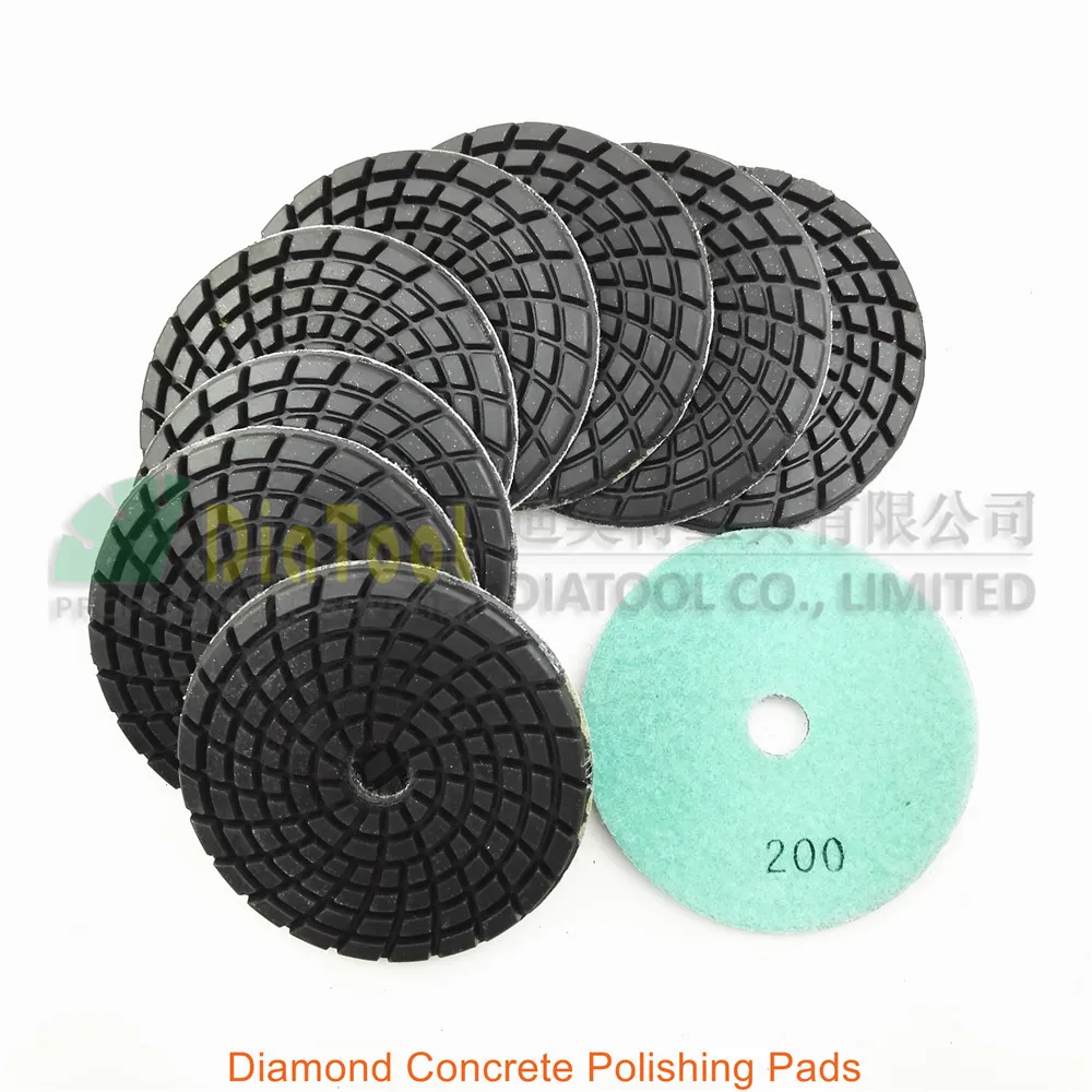 SHDIATOOL 9pcs 4inch Diamond resin bond concrete polishing pads #400 Renew Sanding discs