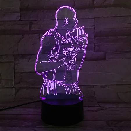 Баскетбольный плеер Kobe Bryant Рисунок Usb светодио дный 3d светодиодный ночник сенсорный датчик 7 цветов Пеленальный стол лампа прикроватная Bf