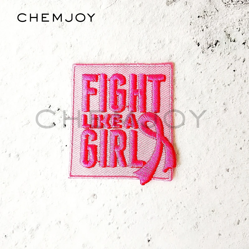 Fight Like A Girl Ironing on Letters Patch Girl Power Embroidered Clothes Stickers Badges Clothing Shoes Bags DIY Appliques