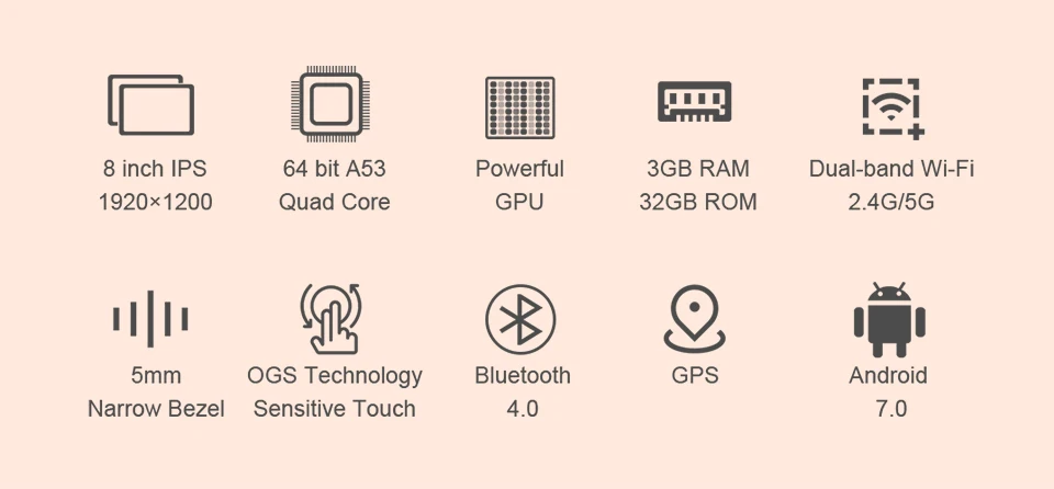 8 дюймов 1920x1200 Teclast P80 Pro Andriod 7,0 планшетный ПК Гб оперативной памяти 32 Гб rom MTK8163 четырехъядерный