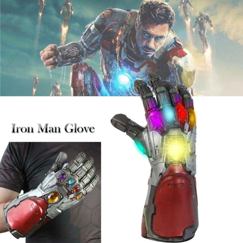 

2019 Avengers Endgame Superhero Iron Man Tony Stark Thanos Infinity Stone LED Light Cosplay Gloves Arm Armor PVC Hand Gauntlet