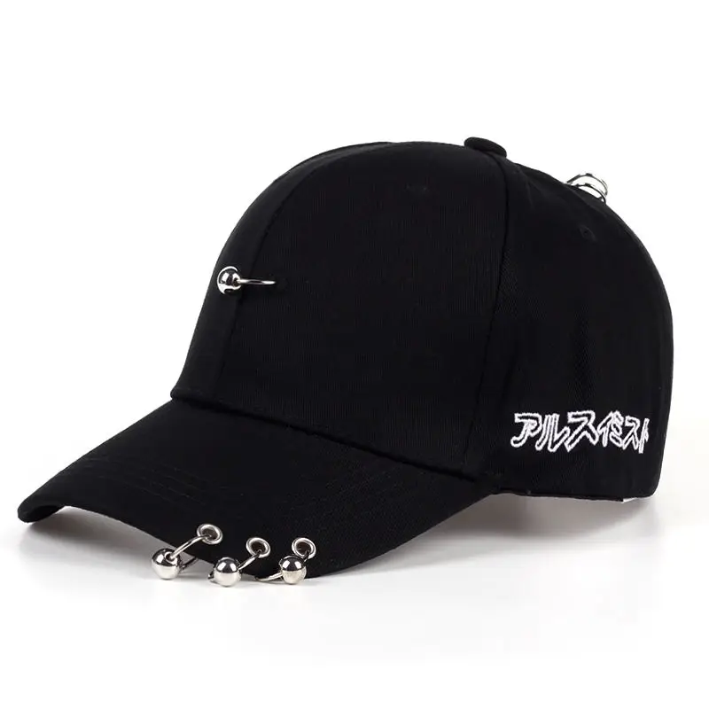 Мужские Snapback однотонные шляпы железное украшение "Кольцо" хлопковые шляпы для женщин Kpop простые бейсболки новая мода унисекс