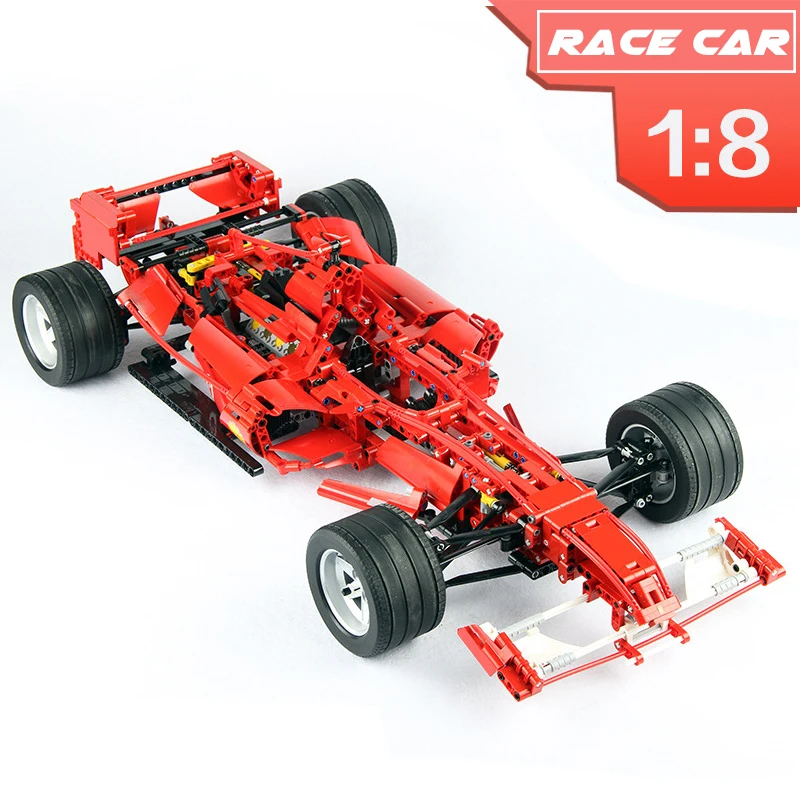 1242pcs Technic Series the Red F1 Formula Racing Car 1:8 Model Set Building Blocks Bricks Compatible Legoinglys Technic 8461