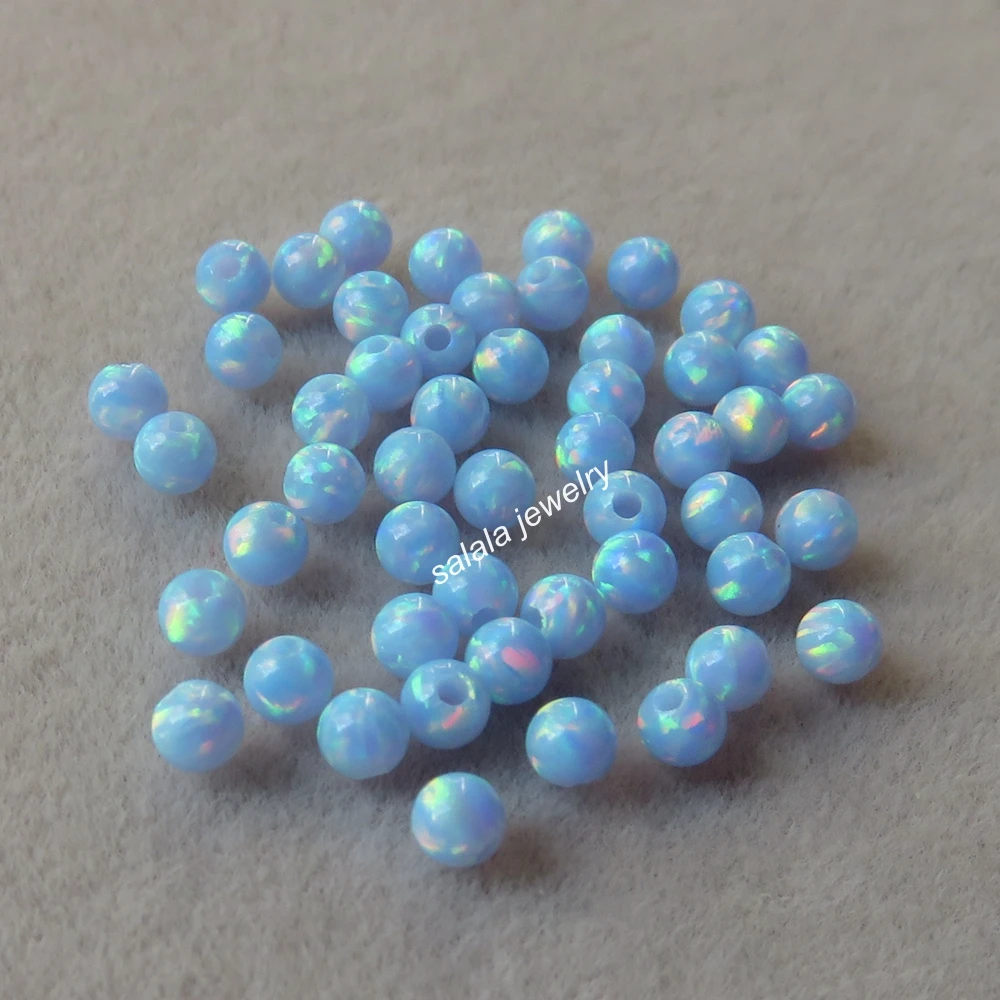 200pcs/lot OP26 Cronflower Blue Opal Beads 3mm Round Opal Beads Drilled