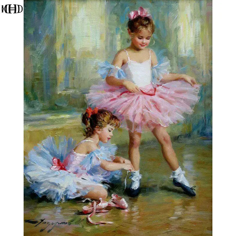 

DIY Diamond Embroidery Ballerina girl Pattern Diamond Painting Cross Stitch picture square Rhinestones painting Home Decoration