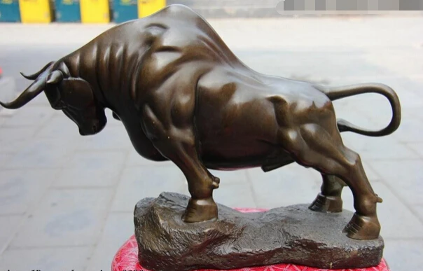 

USPS to USA S3518 Pure Bronze Copper China Home Feng Shui Money Wealth Lucky OX Bull Art Statue (B0413)