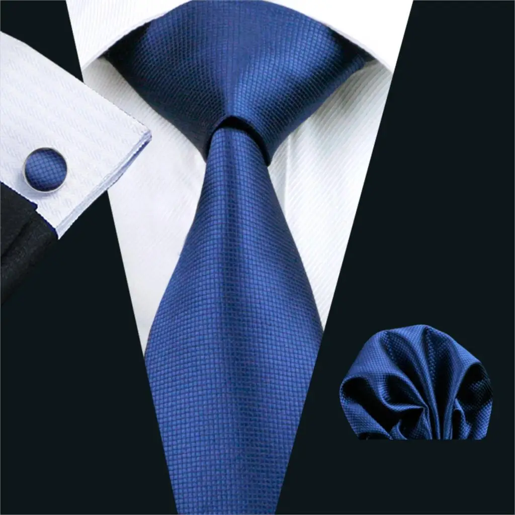 

Blue Solid Silk Tie Sets Wedding Party Business Necktie vintage tie FA-326