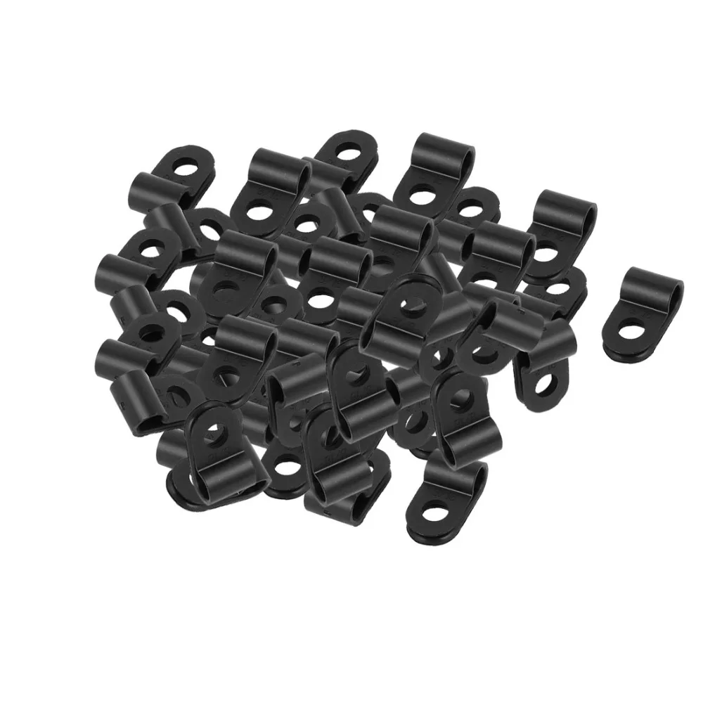 50 Pcs White Nylon R Type Cable Clip Clamp for 15mm Dia Wire Hose Tube