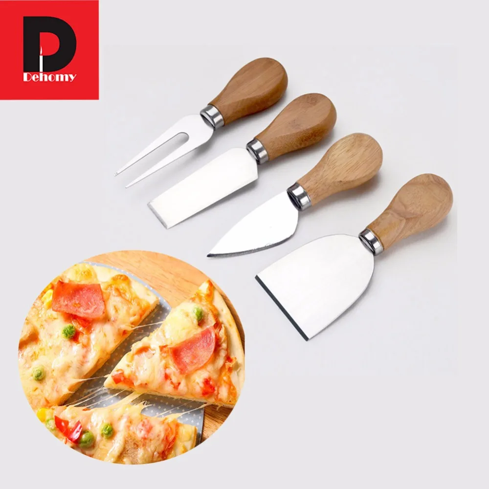 Buy Dehomy 1 Set 4pcs Oak Wooden Handle Pizza Knife