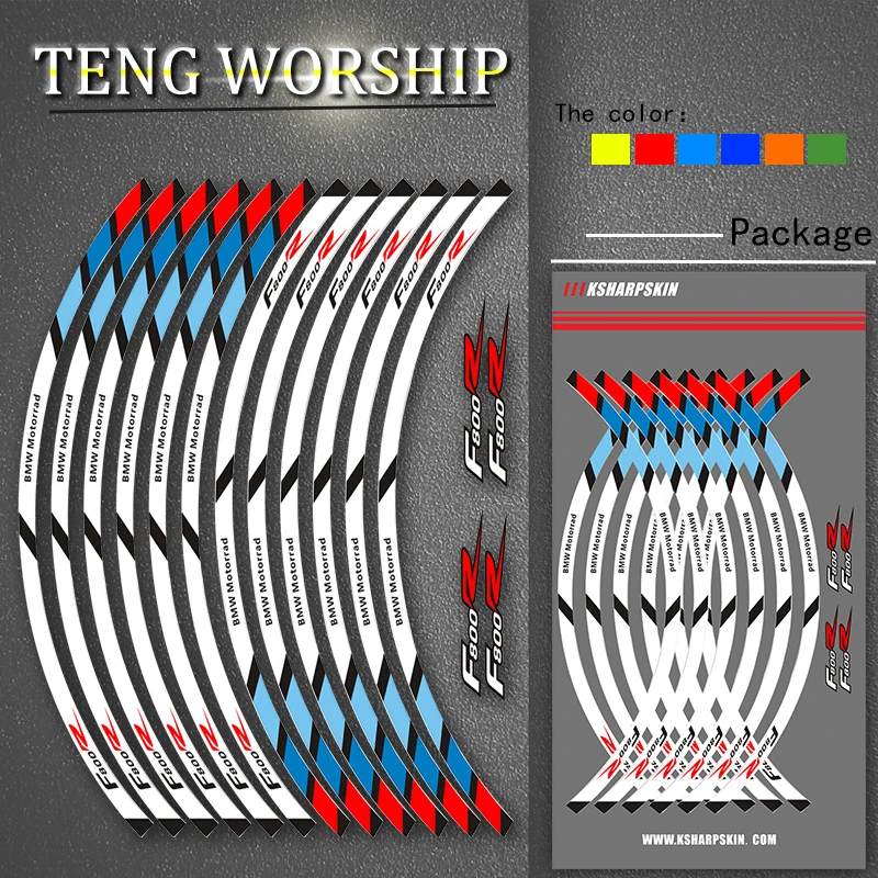 

For BMW F800R Motorcycle front and rear wheels Edge Outer Rim Sticker Reflective Stripe Wheel Decals