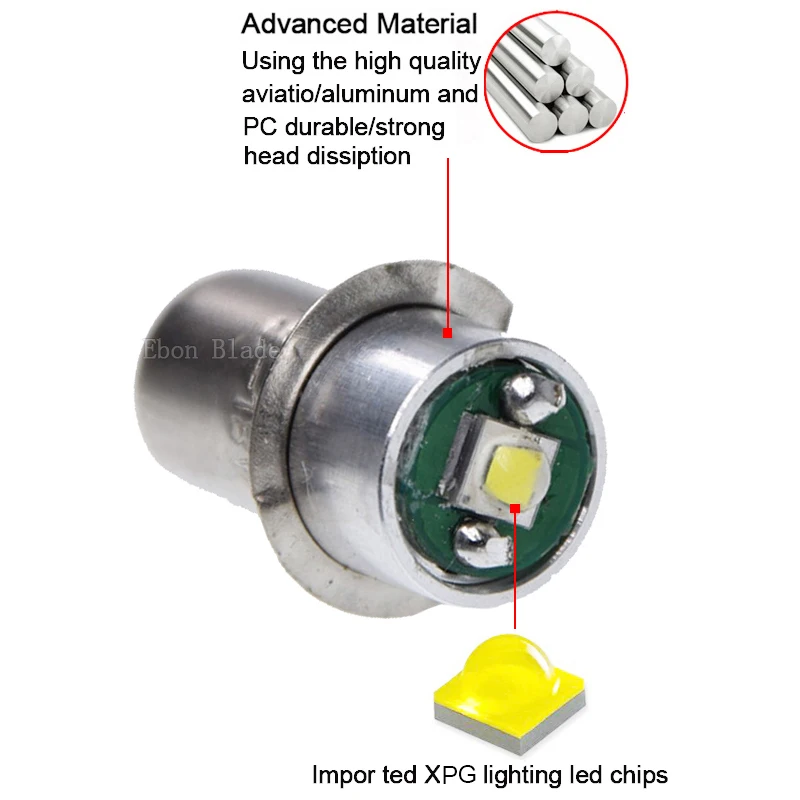 10 шт. Белый DC 3 V-18 V P13.5s PR2 PR3 PR4 высокое Мощность 3 Вт XPG светодиодный лампы обновления лампы для Mag lite 6d/6c сотовый фонарь Фонари
