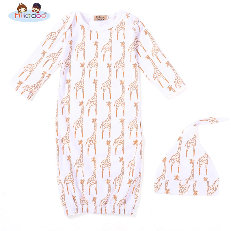 

Newborn Boy Girl Giraffe Print Sleeping Bag 100% Cotton Soft Clothing Sets Long Sleeve Sleepbag + Hat Casual Clothes Outfit
