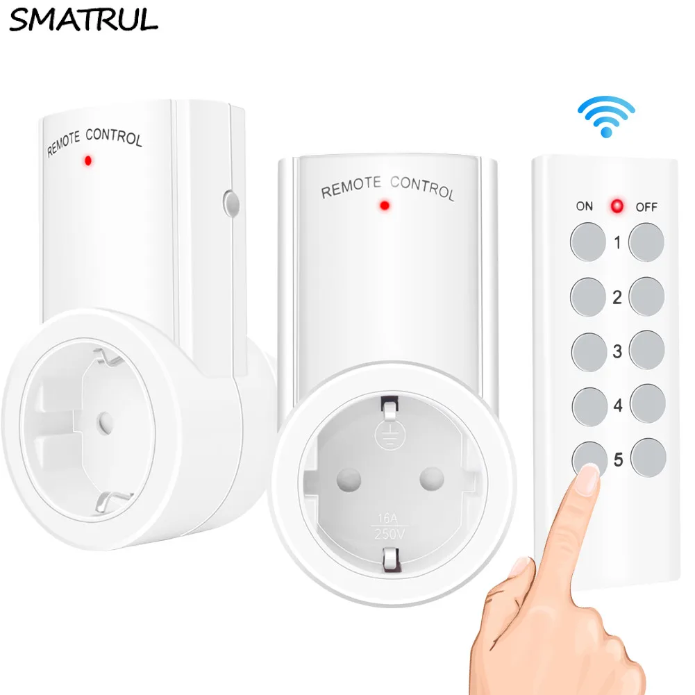 

SMATRUL 433mhz smart Wireless 2 Socket 1 Remote Control wall Electrical EU UK Plug home Outlet Switch 220v 230v 10A LED Lights