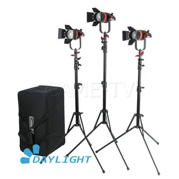 

3 Pcs CAME-TV Q-55W Boltzen 55w High Output Fresnel Focusable LED Daylight Kit With Light Stands
