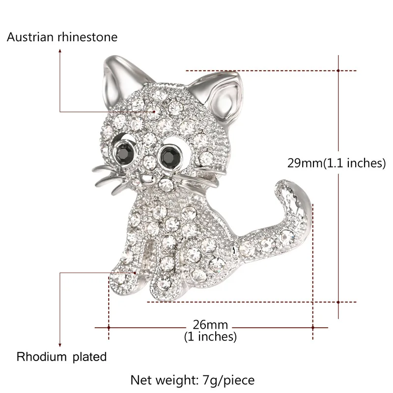 U7 бренд милые животные маленькая кошка брошь для женщин подарок серебро/золото Цвет Украшенные Стразами Pin горячие ювелирные изделия B119