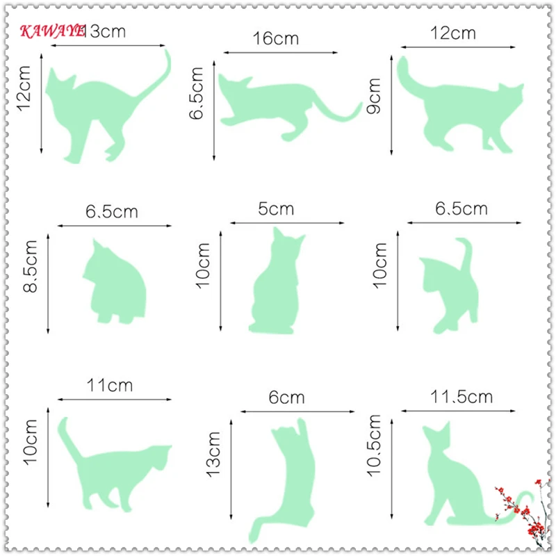 9 шт. милый котенок котик; блестящие светящиеся светящаяся наклейка для стены Настенная Наклейка для переключателя Спальня наклейка для домашнего декора 5ZDZ295