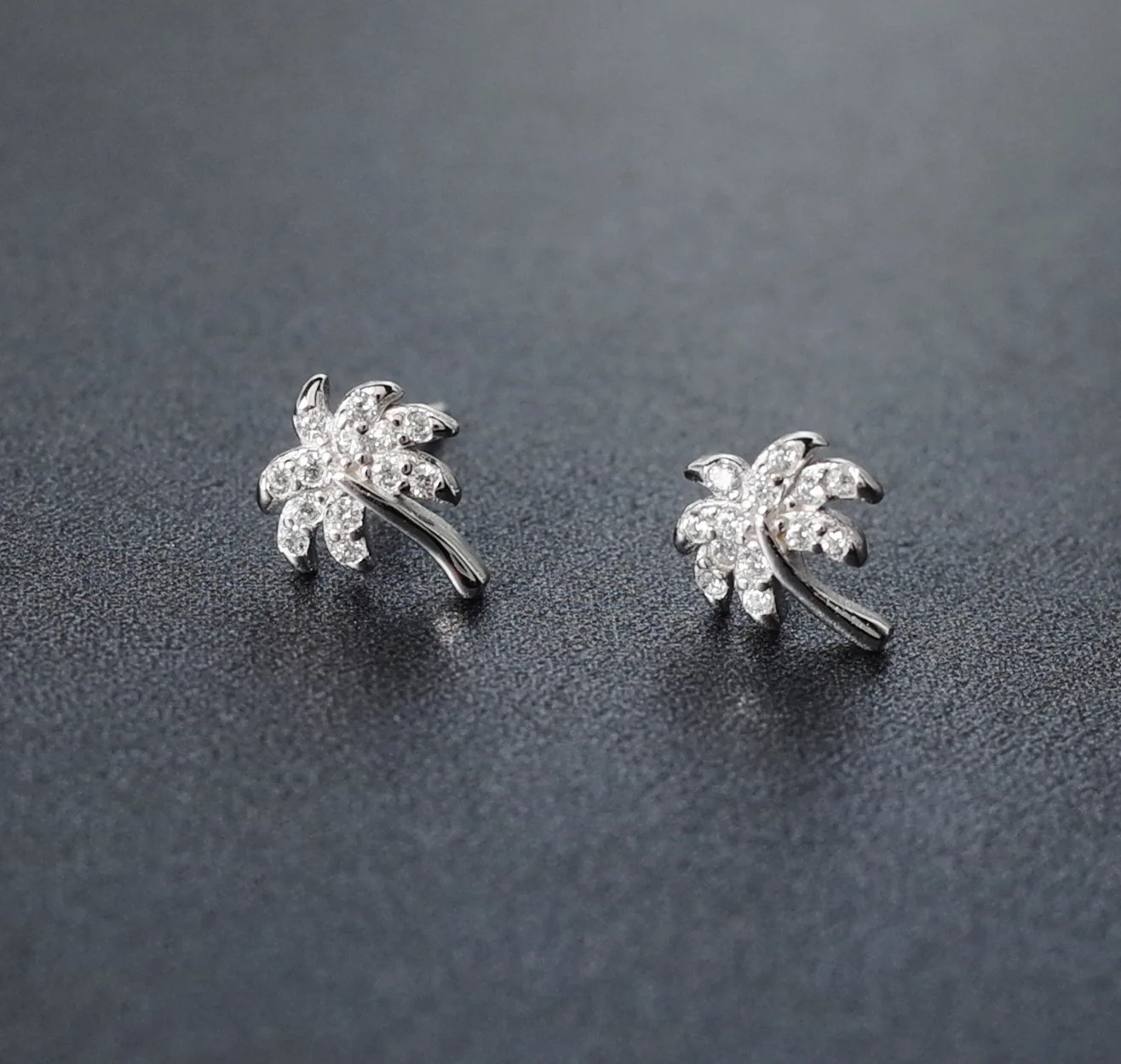 Coconut tree full cz earrings 100 925 Sterling silver Jewelry fashion