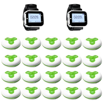 

JINGLE BELLS Wireless Calling System 20 Calling Buttons+2 Watch Pager for Restaurant, cafe Service Call Bells,catering equipment