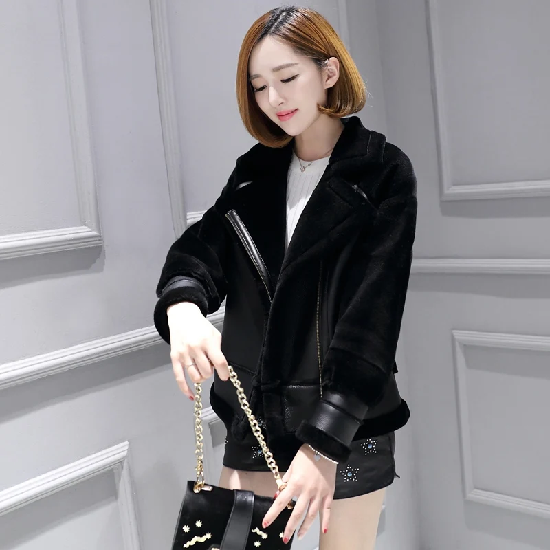 D'agneau Pink Laine Fourrure Hiver Dame Veste Mouton Manteau blue brown Zip Nouveau Manteaux Sheepleather De Femme 2018 gray Mérinos Véritable black Vêtements Chaud UqwO6Txnv