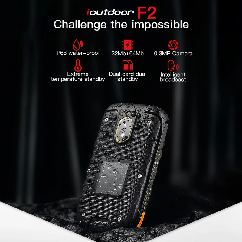 Ioutdoor F2 прочный Флип Мобильный Телефон IP68 водонепроницаемый сотовый телефон 2 4