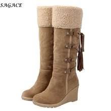 SAGACE/ г. Зимние ботинки женские Ботинки martin выше колена, высокие сапоги с бахромой Zapatos De Mujer Botas,,#40
