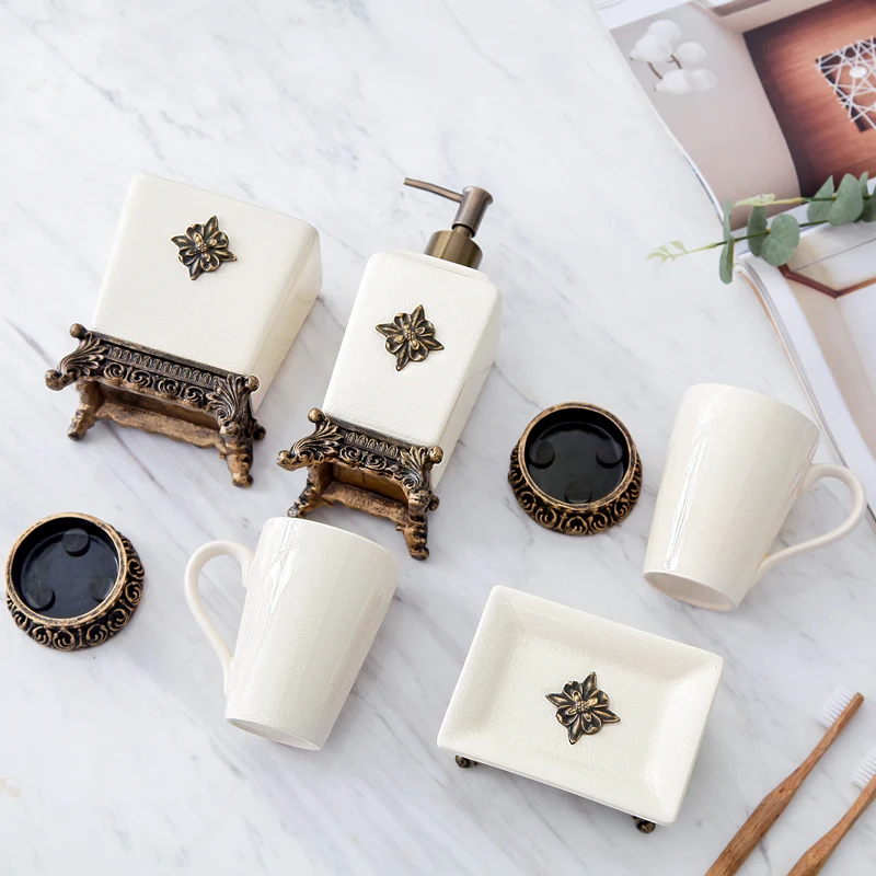 

Home Sanitary Set retro ceramic lotion bottles toothbrush holder bathroom accessories bathroom suite toiletries