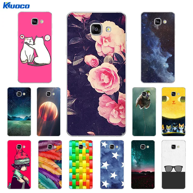 Case for Samsung Galaxy A7 2017 Soft Silicone Back Cover Girl Cat Printing A720F A720 Capa Fundas A 7 |