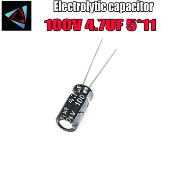 

30PCS Higt quality 100V 4.7UF 5*11mm 4.7UF 100V 5*11 Electrolytic capacitor