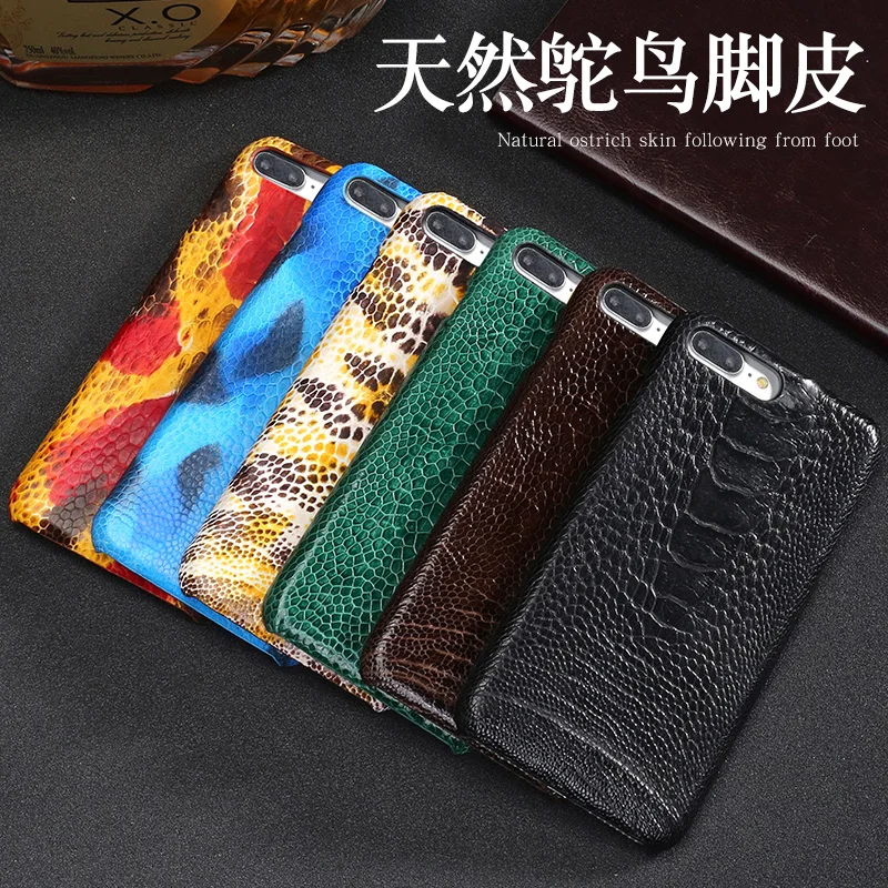 

Genuine Leather phone case For iPhone 7 Plus case Natural Ostrich Foot Skin phone shell For iPhone SE 5 5S 6 6S 7 8 Plus X cover