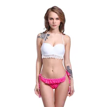2017 Summer Push Up Brazilian Bikini Sets Sexy Halter Retro Crochet Bikini Floral Swimsuit Swimwear Biquine