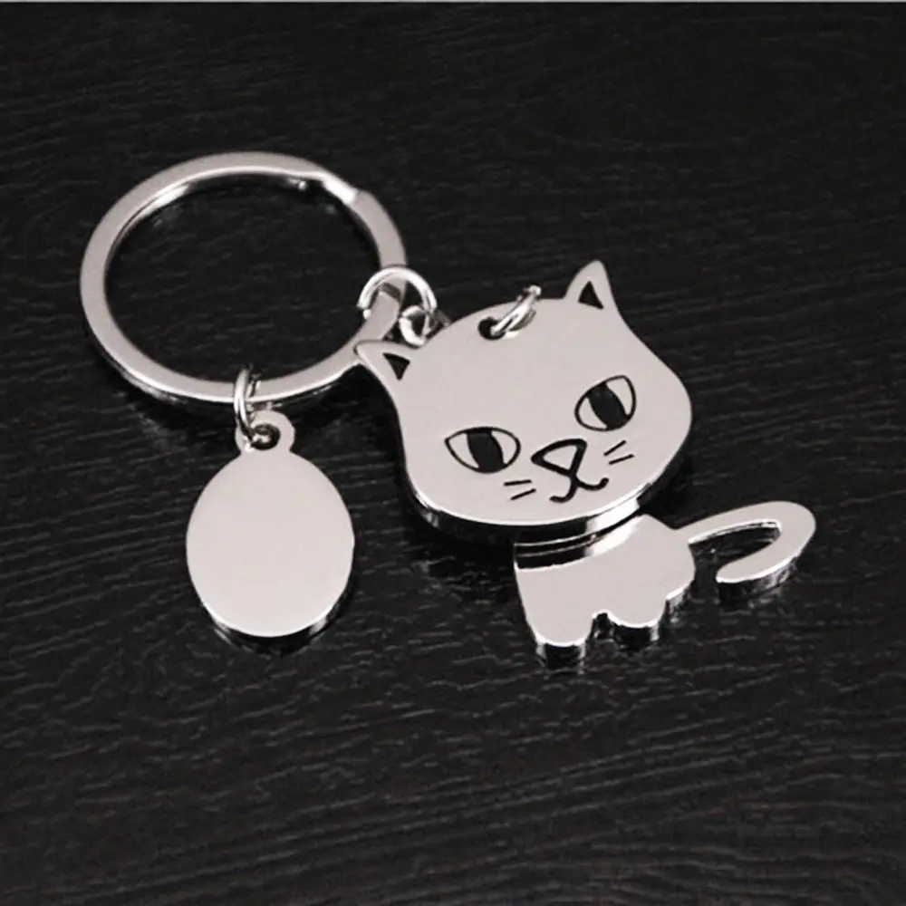 

1Pc 360 Degree Shaking Head Cat Keychain Key Ring Bag Decor Metal Pendant Key Holder For Car Women Men Fashion Birthday Gift
