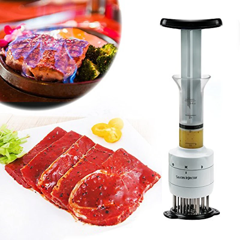 FHEAL из нержавеющей стали для мяса Tenderizer игла и инжектор для мяса маринад ароматизатор шприц кухонные инструменты